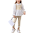 Shein Young Girl Letter Patched Flare Sleeve 2 In 1 Top & Pants