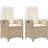 vidaXL Havestole 2 Stk Med Lænefunktion Og Hynder Polyrattan Beige Havelænestol