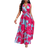 Shein Slayr Tropical Print Deep V Neckline Cinched Waist Fit And Flare Dress