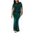 Betsy & Adam Tamsin Metallic Knit Long Sleeve Drape Dress Plus Size - Jade