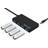 Nordic powered 4-port hub USB 3.0 5Gbps with individual switch 25cm cable aluminum black with power supply