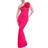 Goddiva Satin Corsage Scuba Crepe Maxi Dress - Magenta