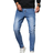 Shein Manfinity Homme Men Slant Pocket Skinny Jeans Slim Fit Long Washed Light Jean Cargo Plain Blue Work Business Casual Husband