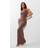 PrettyLittleThing Petite Taupe Slinky Twist Shoulder Maxi Dress, Brown