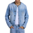 boohooMAN P-Star Regular Fit Boxy Pocket Detail Jean Jacket - Light Blue