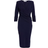 Quiz Pleated Wrap Midi Dress - Navy