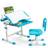 Costway Kids Height Adjustable Study Table & Chair Set w/Book Stand & LED Light