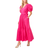 CeCe Women's V-Neck Puff Sleeve Tie Waist Maxi Dress - Bright Rose