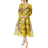 Coast Printed Blouson Sleeve Organza Midi Dress - Yellow