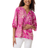 Jones New York Women's Elbow Tie Sleeve Printed Blouse - Bright Orchid