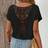 Shein Womens Summer Solid Color Round Neck Short Sleeve Hollow Back Casual TShirt