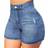 Shein Summer Sexy High Waist Slim Fit Denim Shorts With Distressed Holes And Frayed Edges