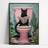 Shein pcBlack Cat Reading Newspaper On Toilet Canvas Poster 20x30cm