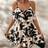 Shein Elegant Open Shoulder VNeck LotusLeaf TwoTone Floral Womens Dress