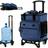 Costway 50-Can Large Rolling Cooler with Adjustable Handle and Bottom Plate-Dark Blue