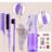 Shein 6Pcs Air Cushion Comb Spray Bottle(6.8oz/200ml) Set, DIY Cartoon Sticker Waterproof, Ultra Fine Spray Bottle And Bear Ear Shape Cute Comb, Edge Brush Bristle Brush Rat Tail Comb Teasing Brush Set For Smoothing Hair, Hairstyling, Cleaning, Salons(Pink,Purple,Blue,Yellow,Green),Hair Brush,Comb,Hair Tools,Hair Products And Accessories For Barber Salon Beauty Travel Essential