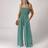 Shein Womens Solid Color Jumpsuit With Wide Shoulder Straps And Shirred Detail And Pockets