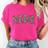 Shein Leopard Patterned Letter Print Round Neck Short Sleeve TShirt Perfect For Mother Day And Casual Occasions