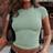 Shein Womens Summer Solid Color Round Neck Short Sleeve Slim Fit Casual TShirt With Pleats