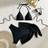Shein Womens Solid Color Halter Neck Bikini Set With Matching Bikini Set Cover Up Skirt Summer Beach Wear pcsSet