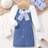 Shein Tween Girl Colorblock Bow Decorated Lapel Long Sleeved Denim Dress