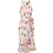 Adrianna Papell Floral Printed Chiffon Halter Dress with Self Tie Waist - Ivory Pink Multi