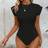 Shein Women Shoulder Padded Plain Simple Daily Bodysuit