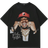 Shein Romwe Street Life Men's Portrait Printed Short Sleeve T-shirt - Black