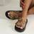 Shein Thick Sole Soft Bottom Sandal With Button Decor Peep Toe Flat Slippers