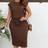 Shein Plus Solid Color Sleeveless Crew Neck Top And Knotted Skirt Elegant pcs Set