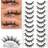 Shein Asiteo 10 Pairs 3D Natural Looking Cluster False Eyelashes, Short Stalk Transparent Lashes With Manga Eye Effect For Cartoon Style Eye Makeup