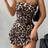 Shein Leopard Print Sexy Strapless Mini Dress With Tiered Skirt