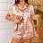Shein Womens Contrast Trim Stand Collar Button Front Pocket Shirt And Shorts Pajamas Set