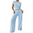 Shein EZwear 2pcs Women Plain Texture Top And Pants Set