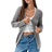 Shein TRNDY Women Solid Long Sleeve Front Tie Loose Casual Cardigan, Autumn & Winter, Drop-Shoulder