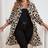 Shein Plus Leopard Print Button Front Long Blouse For Women Autumn