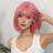 Shein Straight Pink Bob Wig With Bangs Synthetic For Women