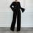 Shein Spring/Autumn Casual Solid Color Flare Sleeve Top And Pants Two-Piece Set