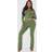 PrettyLittleThing Shape Khaki Sculpted Foldover Waist Flare Trousers, Green