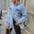 Shein Long Sleeve Button Front Ripped Denim Jacket Casual Daily Wear