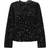 Pieces Kam Sequins Bow Long Sleeved Top - Black