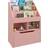 Homcom Kids Bookshelf Toy Organiser With Storage Drawer Wheels - Pink