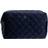 Dark Velvet Square Quilted Make-Up Pouch Small - Navy Blue