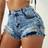 Shein Rave YK Street High Stretch Slant Pocket Frayed Cut Out Ripped Raw Hem Denim Daily Casual Skinny Mini Shorts