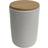 Ribbed Canister With Wood Lid - White Kitchen Container