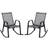 Costway Patio Rocking Chair Set of 2 with Breathable Fabric Seat-Grey