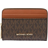 Michael Kors Jet Set Small Signature Logo Zip Around Card Case - Brn/Acorn