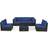 Costway 6 Piece Rattan Sofa with Soft Seat and Back Cushions - Navy Outdoor Lounge Set