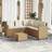 vidaXL Garden Sofa With Table And Cushions L-shaped Poly Rattan - Beige, Wood Outdoor Lounge Set