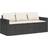 vidaXL Garden with Cushions 3-Seater Black Poly Rattan Outdoor Sofa